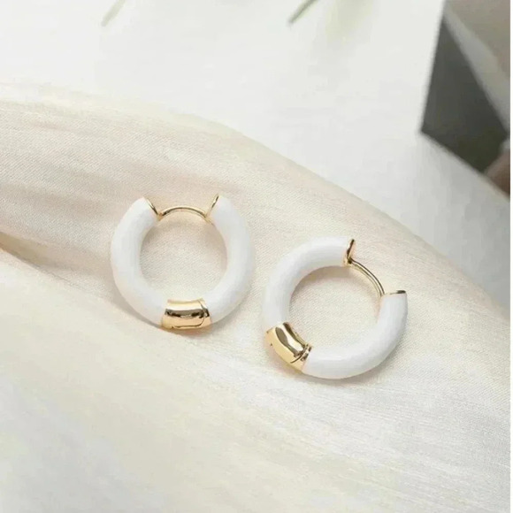 *NEW*  18K Gold Plated Stainless Steel White Congo Earrings (WHITE) - Picture 3 of 6